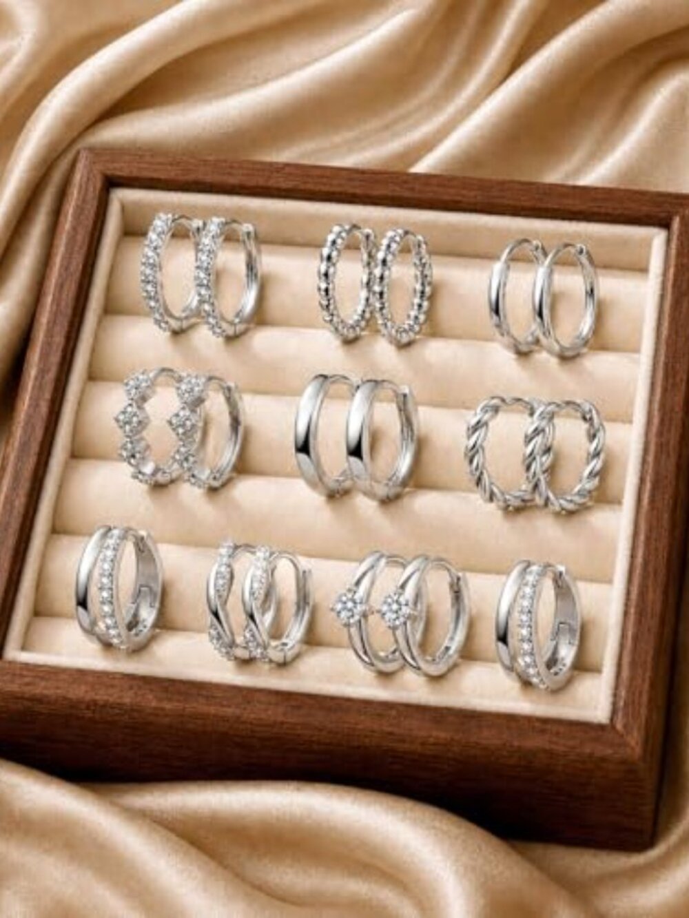 9 Pairs 14K Gold Plated Chunky Hie Hoop‎ Ears Set for Women